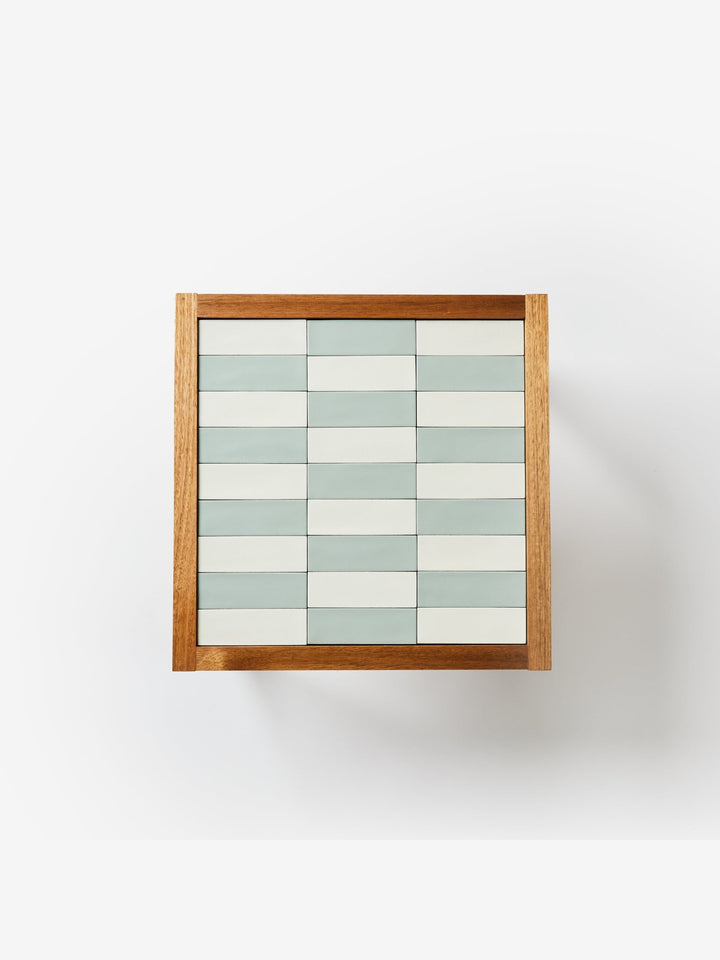 Tiled Side Table White Blue