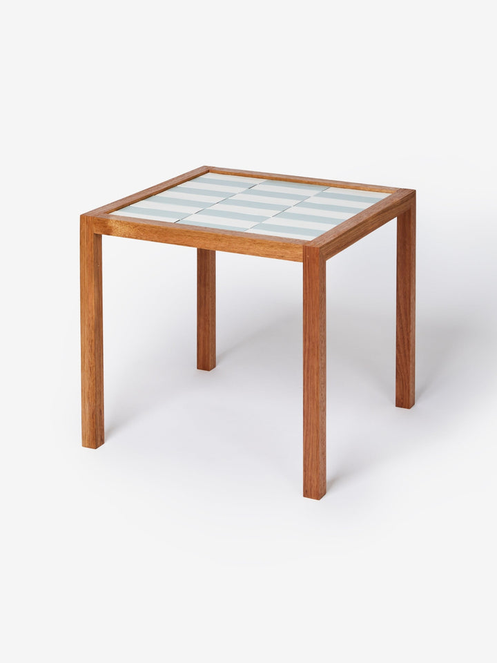 Tiled Side Table White Blue