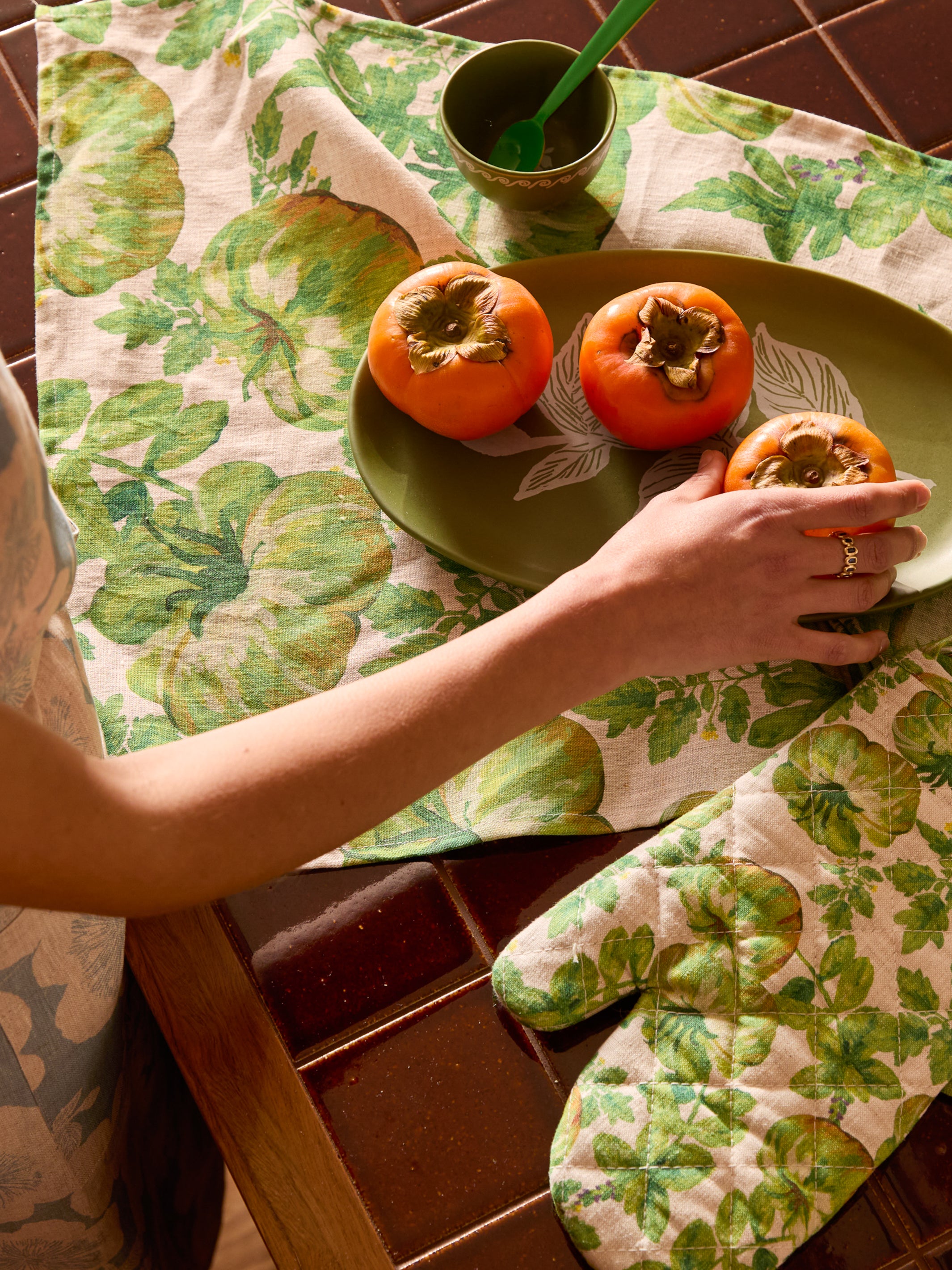 Heirloom Green Linen Tea Towel - Almost Perfect