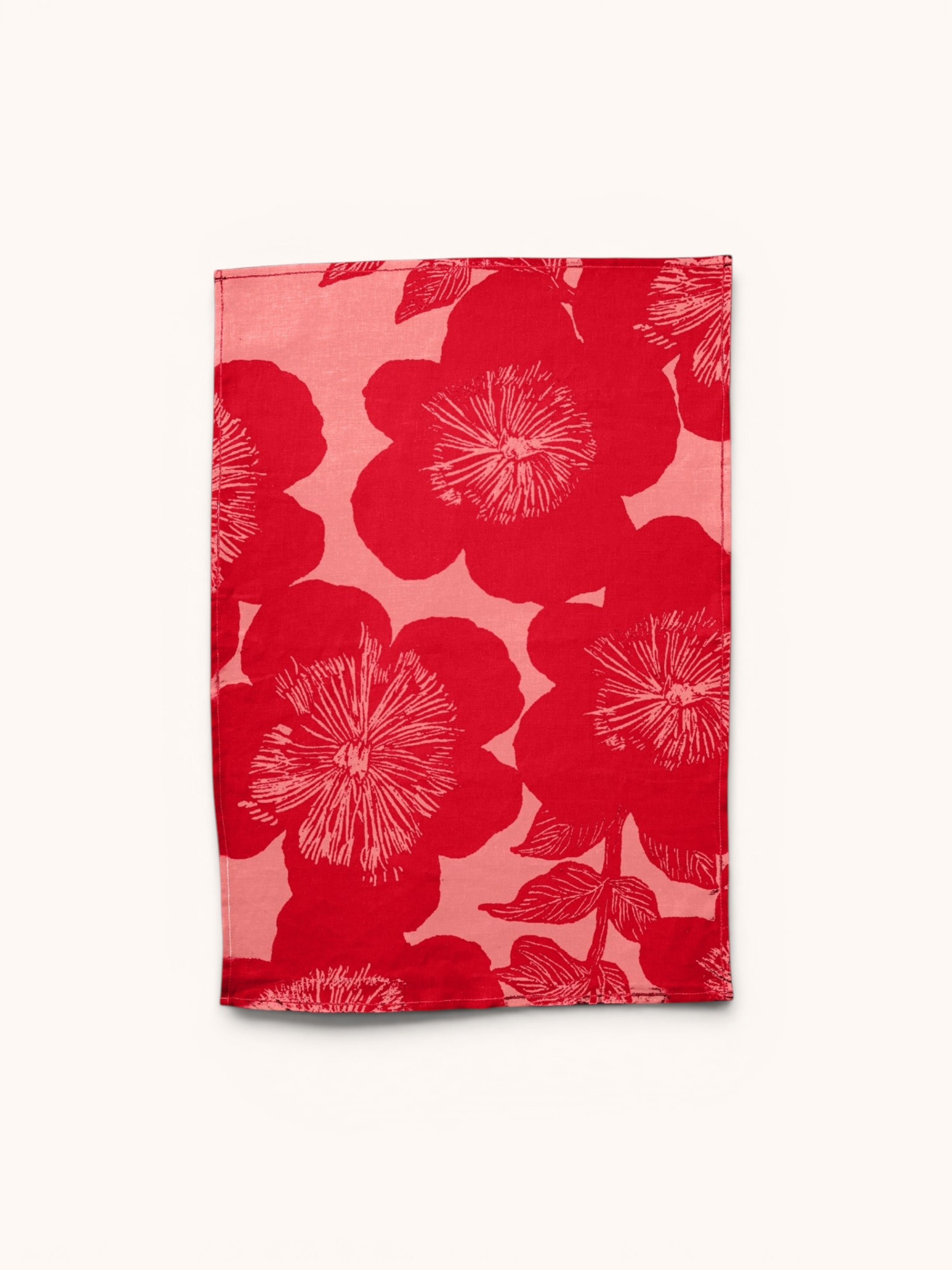 Jardin Pink Linen Tea Towel