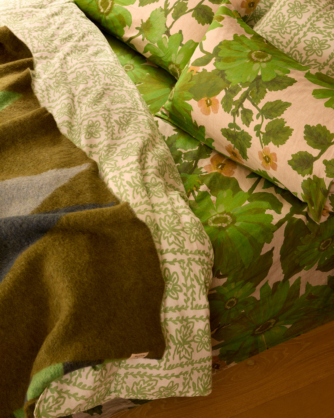 Geometric Green Mohair Throw