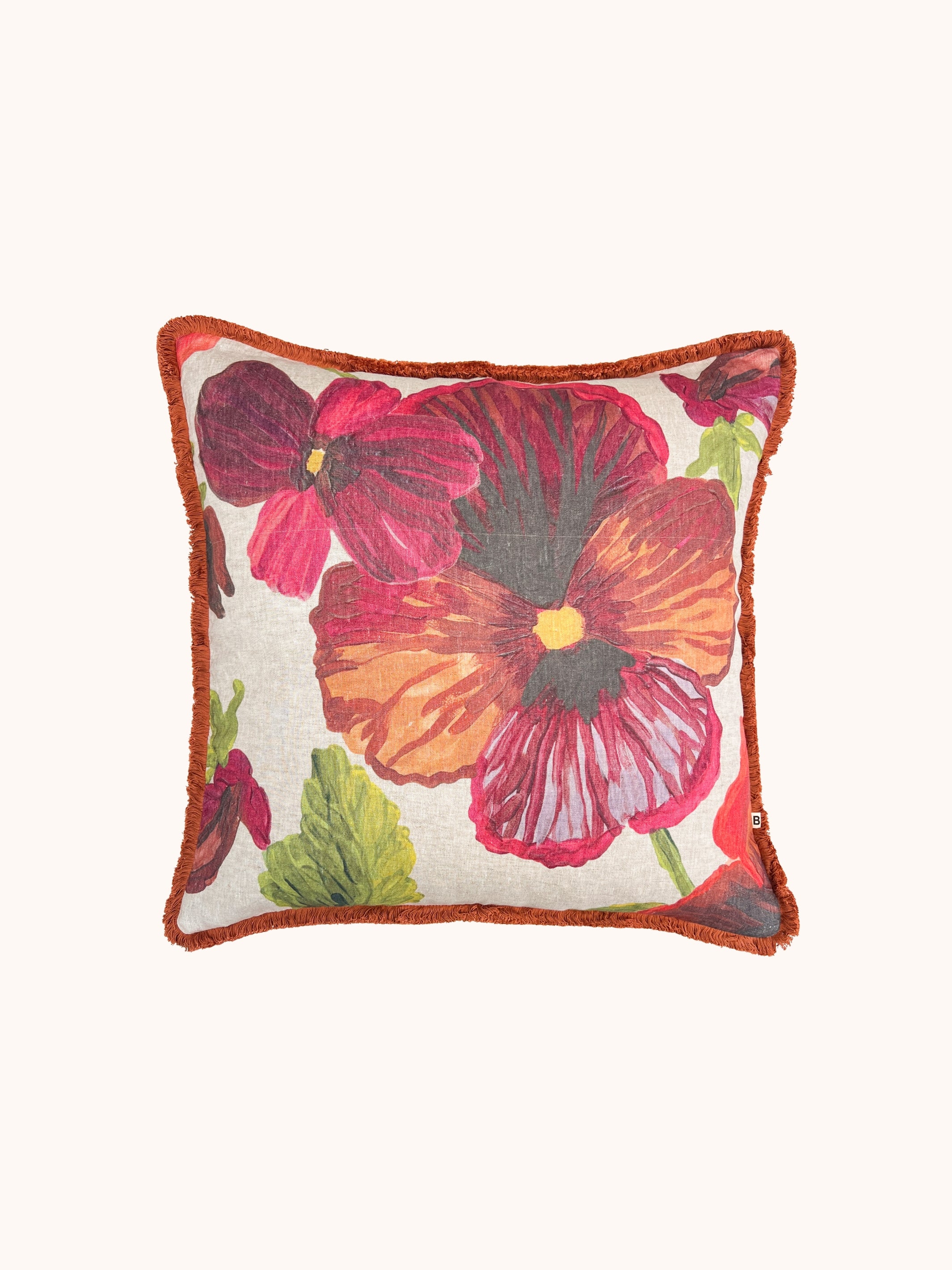 Wild Pansy Multi Linen Cushion - Almost Perfect
