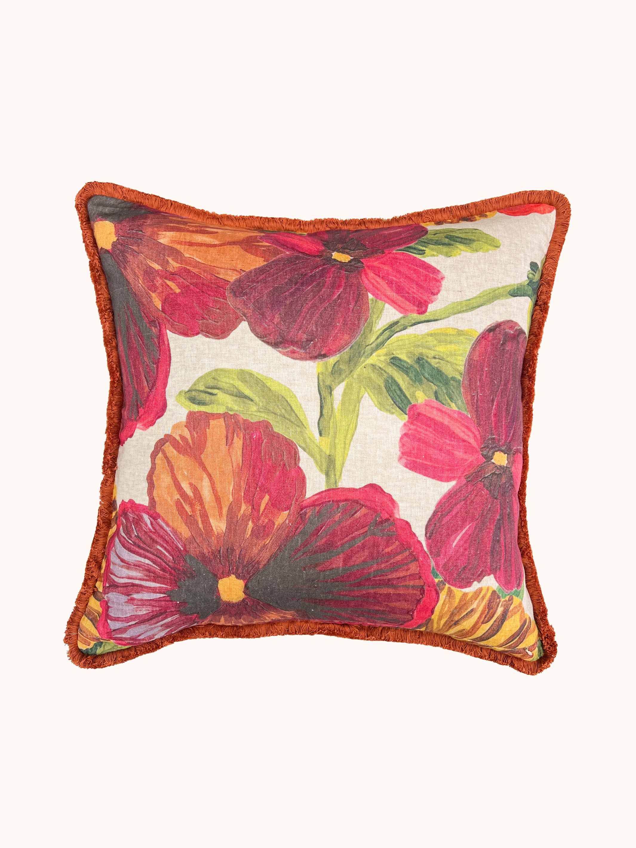 Wild Pansy Multi Linen Cushion - Almost Perfect