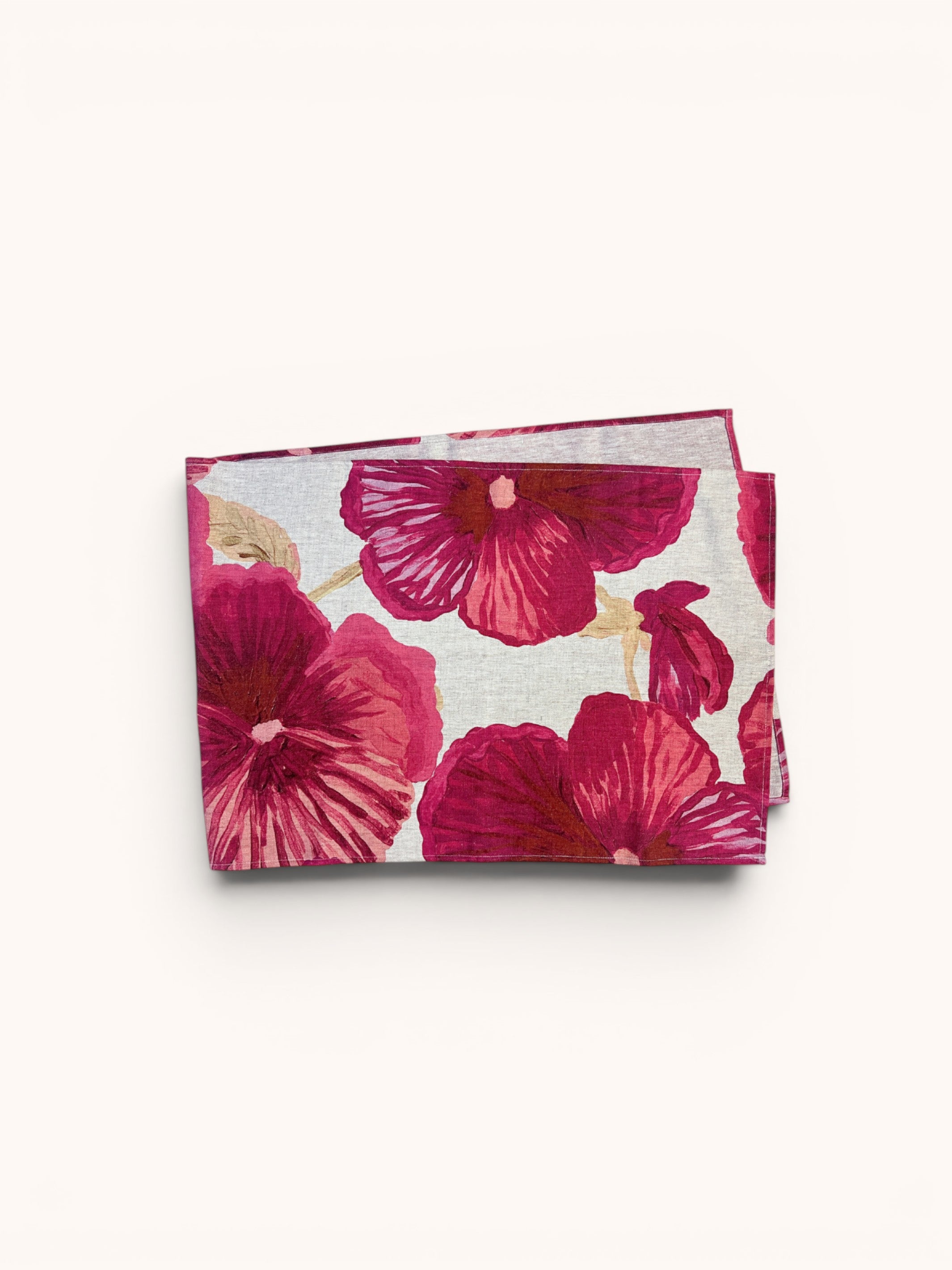 Wild Pansy Pink Linen Table Runner - Almost Perfect