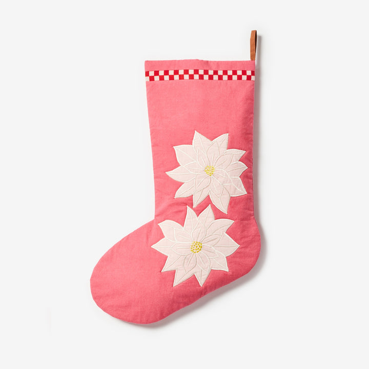 Poinsettia Pink Christmas Stocking