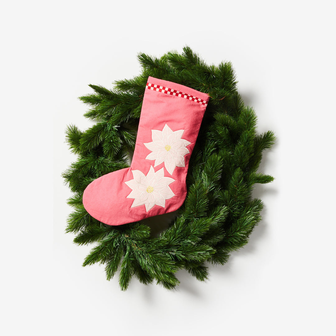 Poinsettia Pink Christmas Stocking