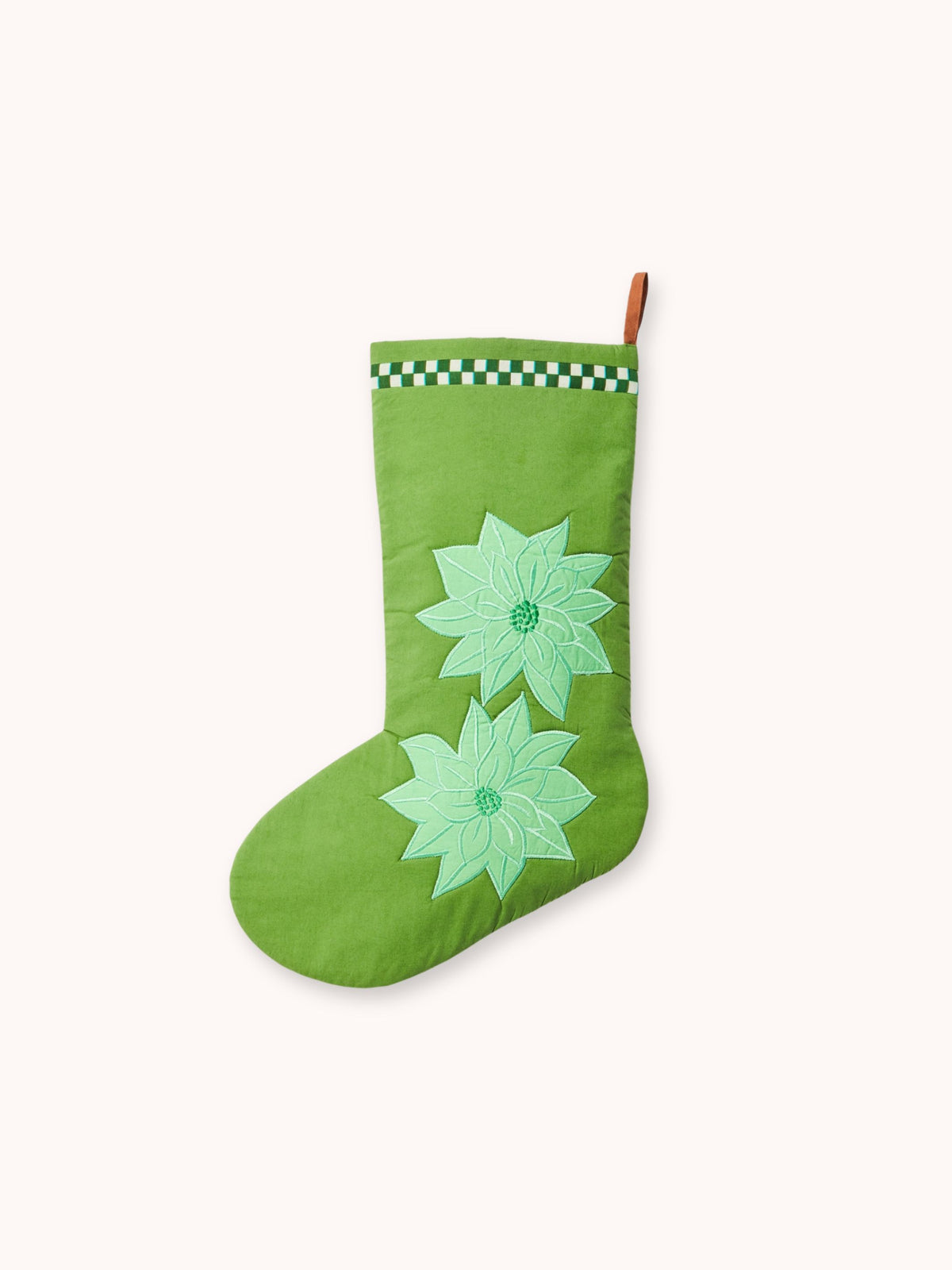 Poinsettia Green Christmas Stocking
