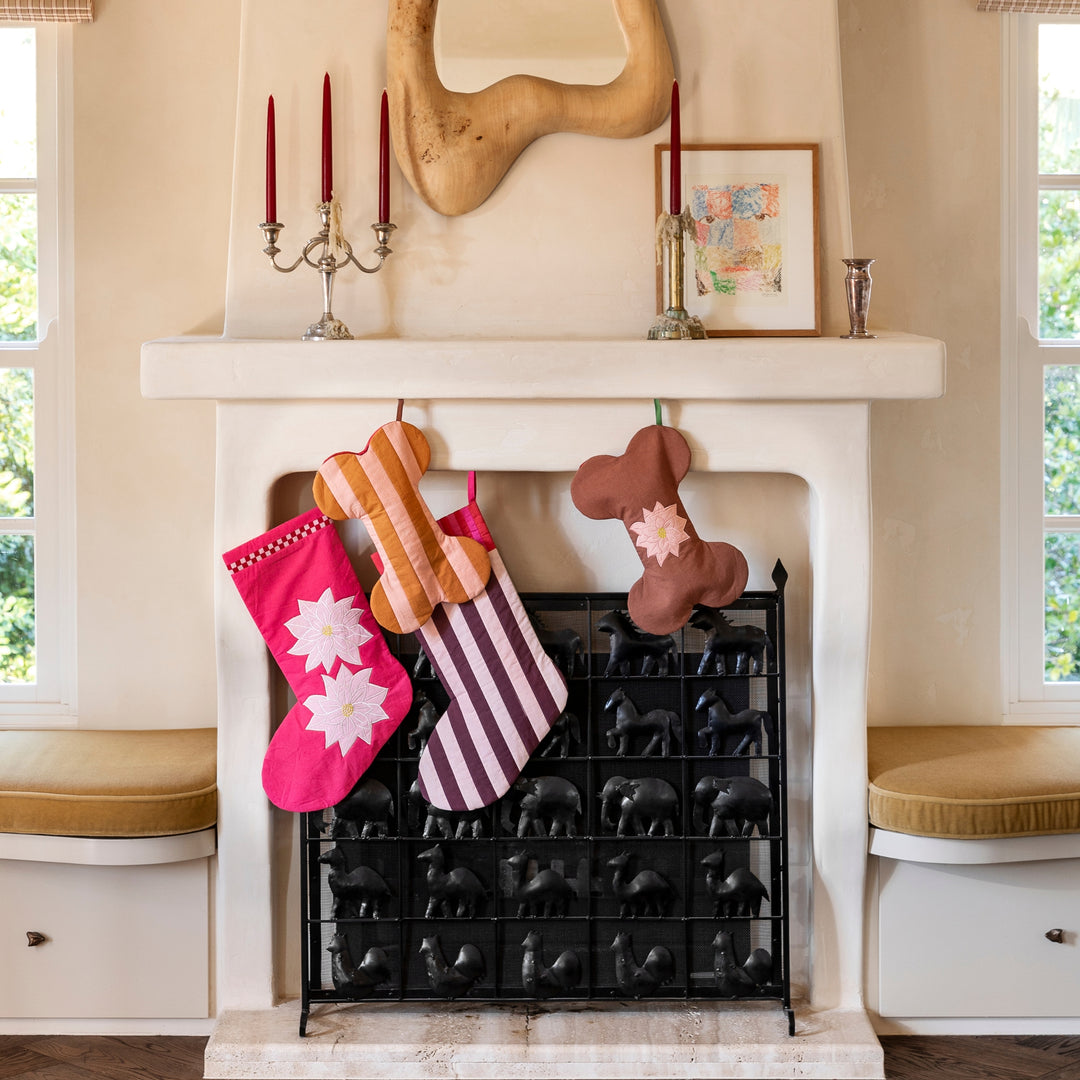 Stripe Puppy Christmas Stocking