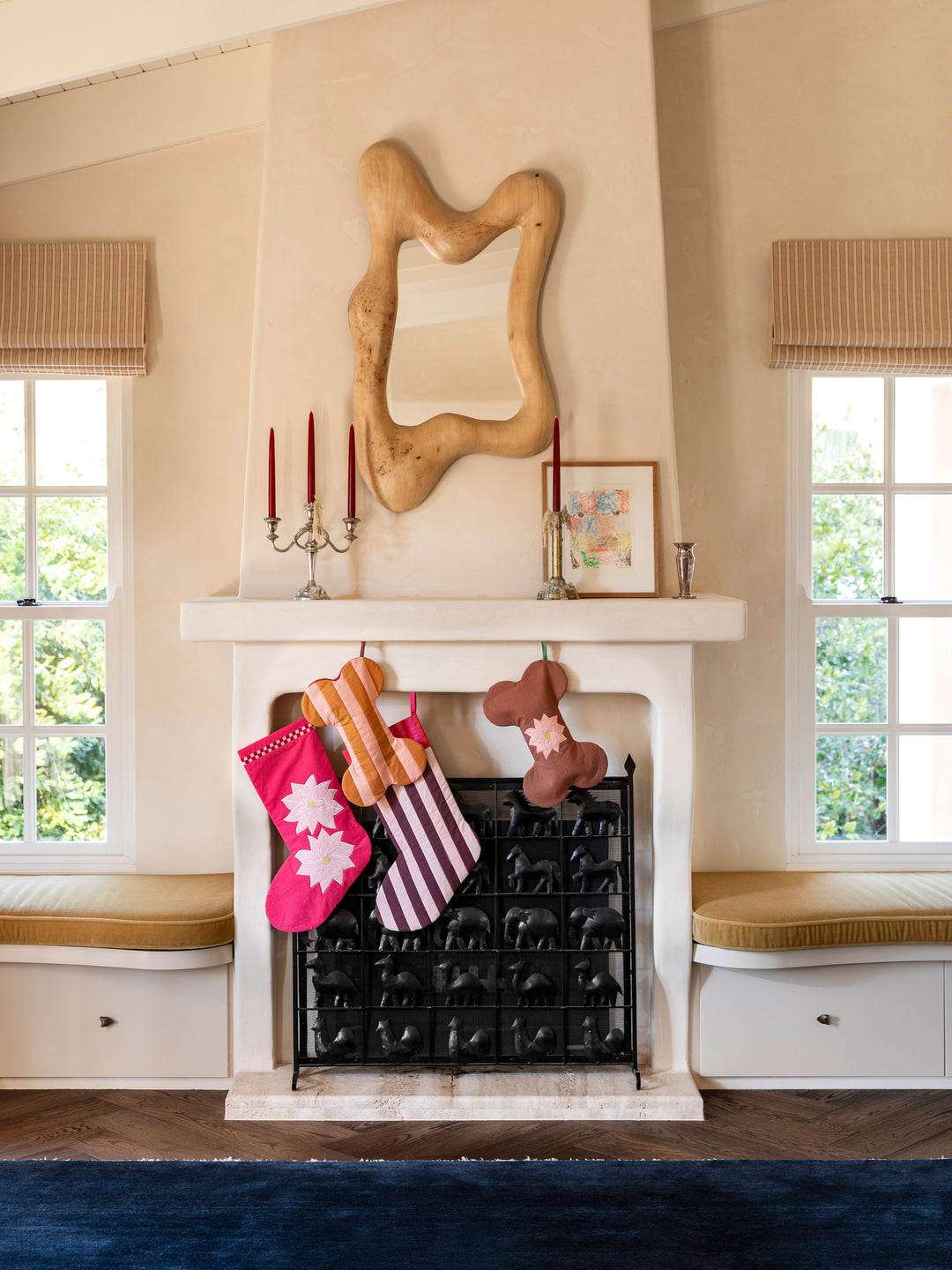Poinsettia Puppy Christmas Stocking