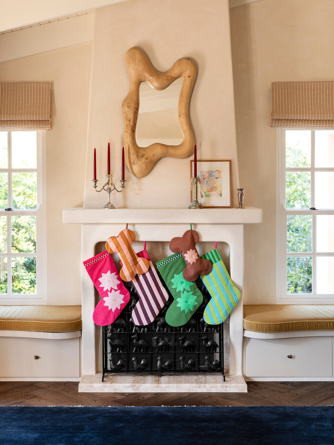 Poinsettia Puppy Christmas Stocking