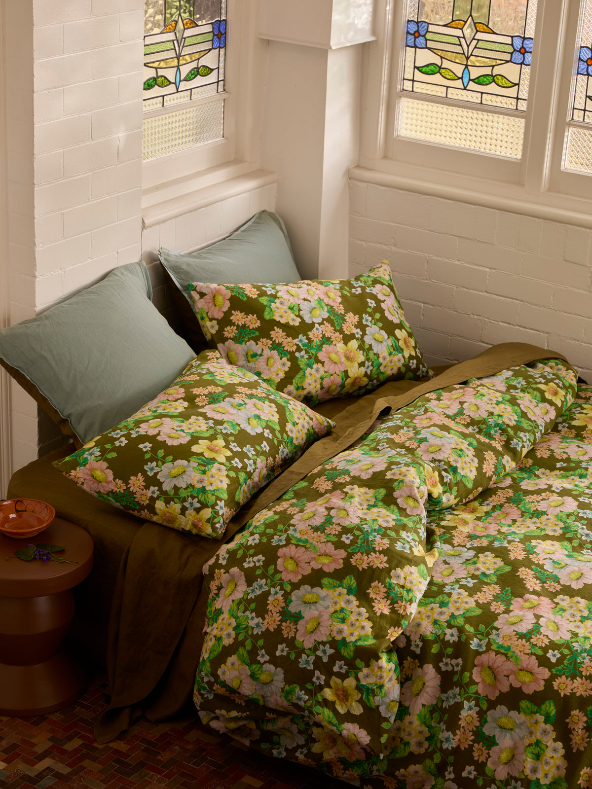 Buttercup Olive Linen Standard Pillowcases