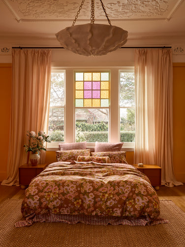 Buttercup Rust Linen Quilt Cover