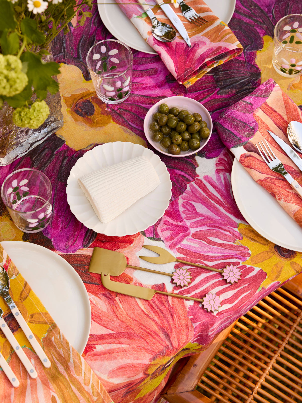 Petal Berry Brass Cheese Knife Set