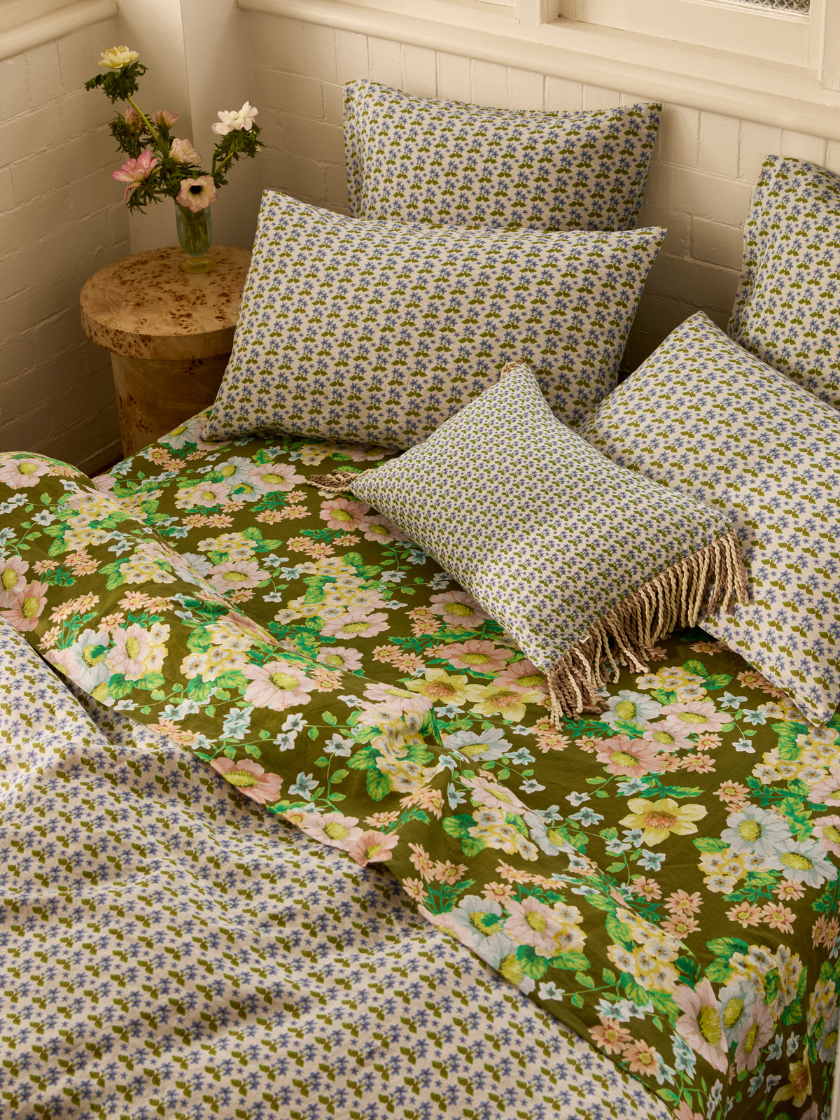 Buttercup Olive Linen Flat Sheet