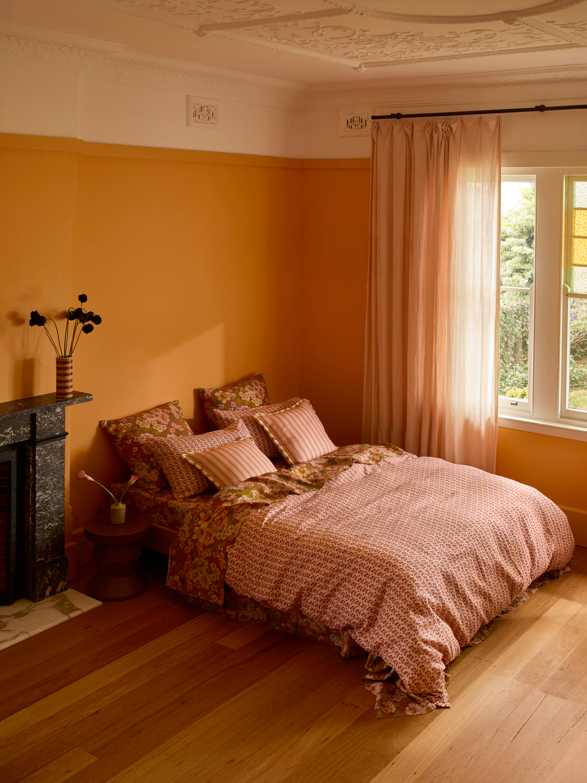 Buttercup Rust Linen Flat Sheet