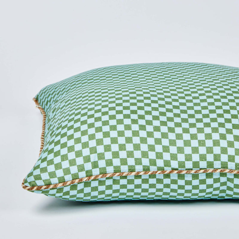 Tiny Checkers Blue Green 50cm Cushion