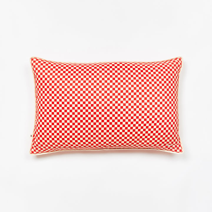 Tiny Checkers Red Peach Cushion