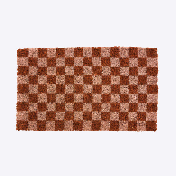 Checkers Terracotta Door Mat