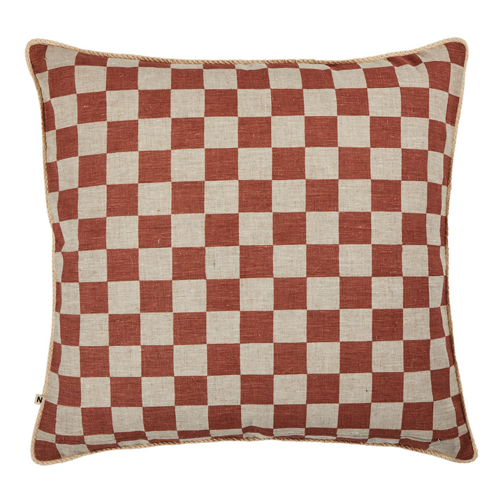 Small Checkers Terracotta 60cm Cushion