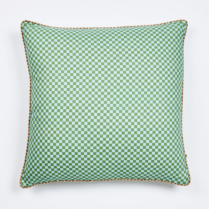 Tiny Checkers Blue Green Cushion