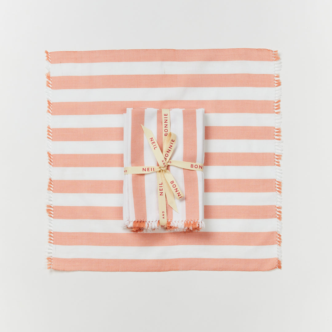 Woven Stripe Pink Napkins (set of 4)