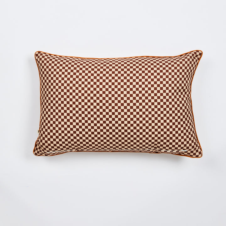 Tiny Checkers Cocoa Outdoor Cushion