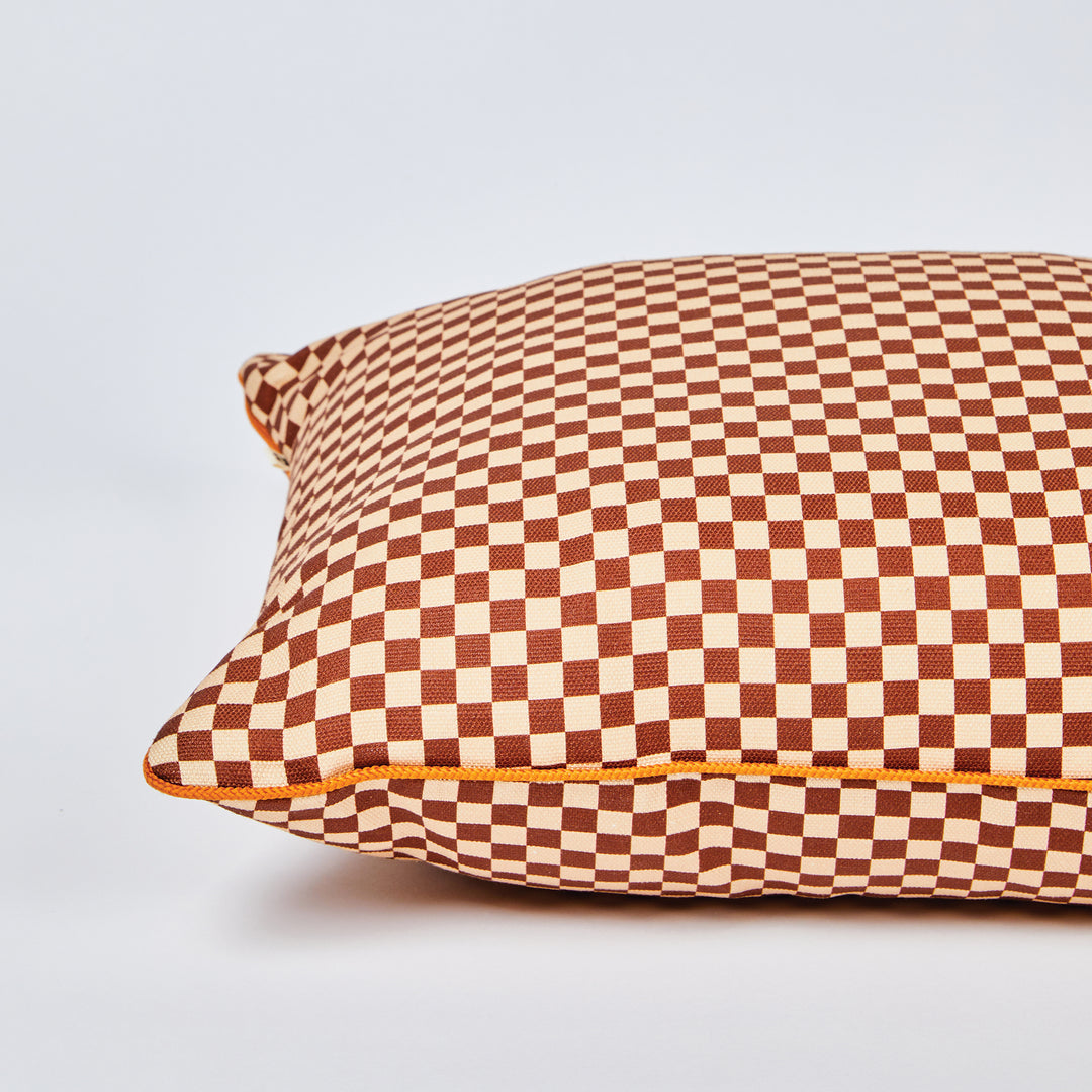 Tiny Checkers Cocoa Outdoor Cushion
