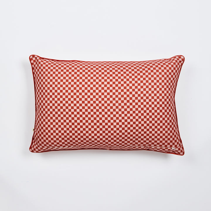 Tiny Checkers Red Outdoor Cushion