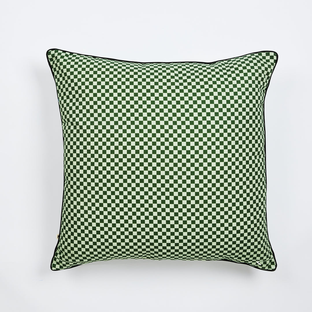 Tiny Checkers Leaf Outdoor Cushion