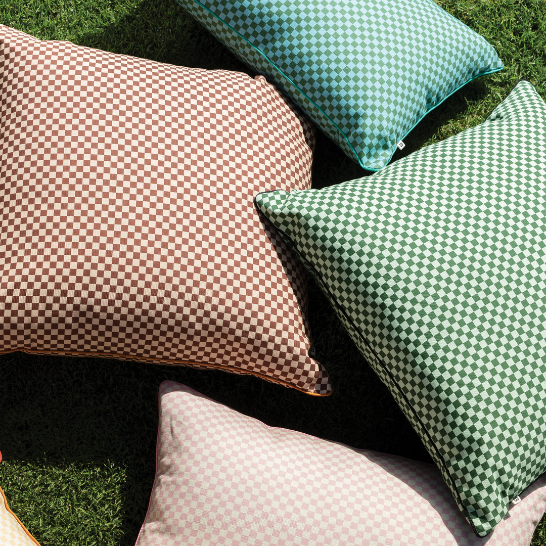Tiny Checkers Leaf Outdoor Cushion