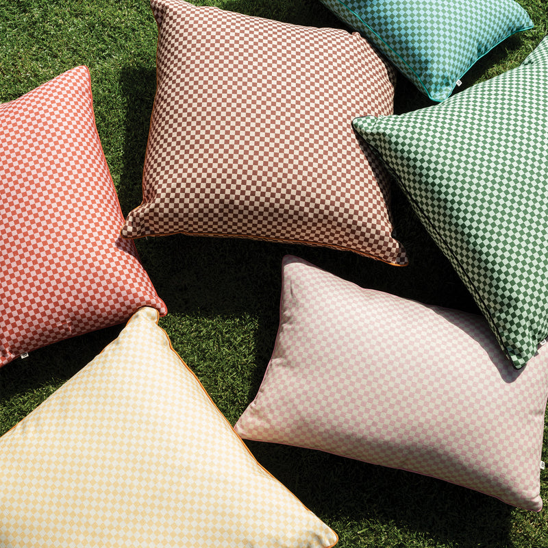 Tiny Checkers Vanilla 60cm Outdoor Cushion