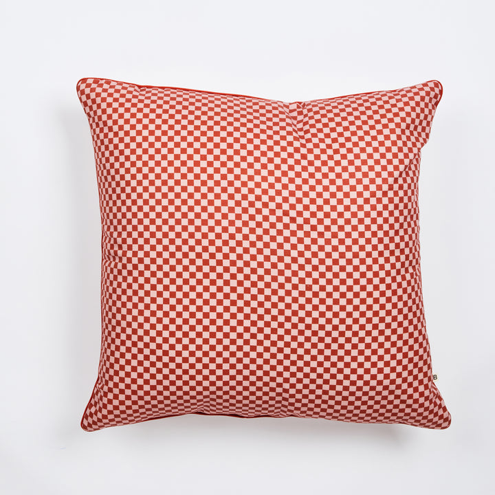 Tiny Checkers Red Outdoor Cushion