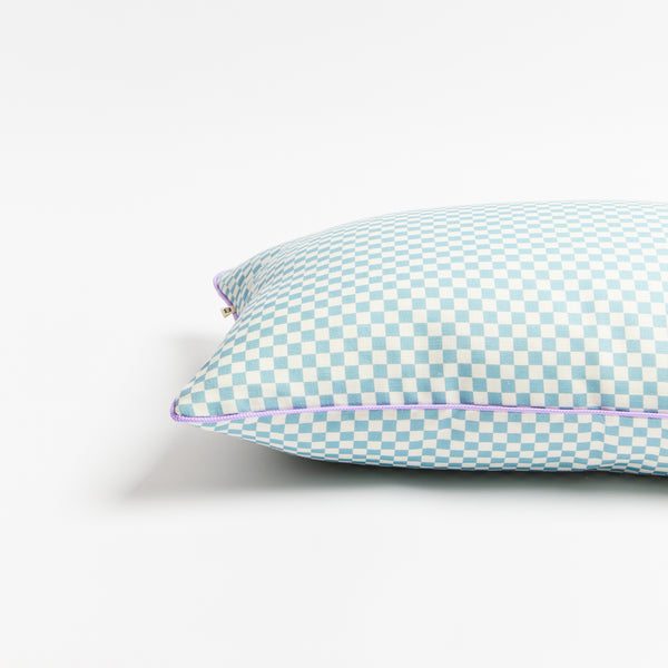 Tiny Checkers Powder Blue 60x40cm Outdoor Cushion