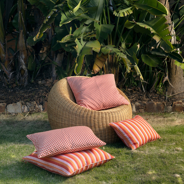 Tiny Checkers Red Peach 60x40cm Outdoor Cushion