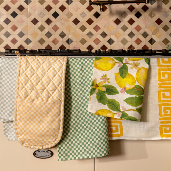 Tiny Checkers Peach Long Pot Holder