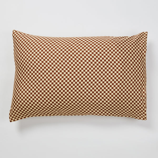 Tiny Checkers Cocoa Pillowcases (set of 2)