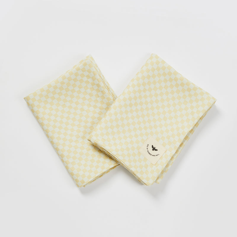 Tiny Checkers Vanilla Euro Pillowcases (set of 2)