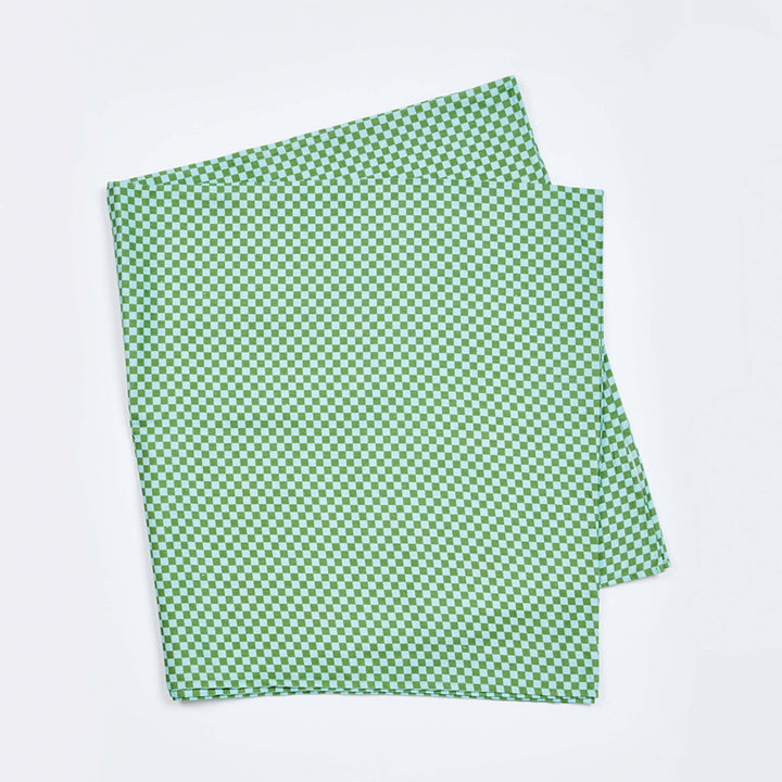 Tiny Checkers Blue Green Tablecloth
