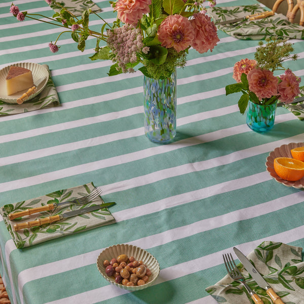 Florence Stripe Pistachio Tablecloth