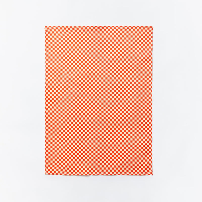 Tiny Checkers Red Tea Towel